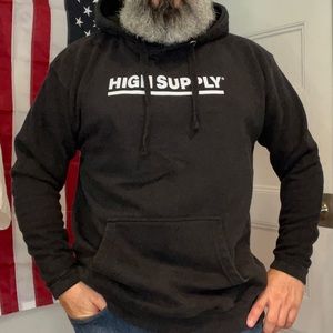 Large Black hoodie, soft and comfy, fits loose.